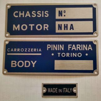 Nash Healey Serial Plate set pininfarina 1952 1953 1954